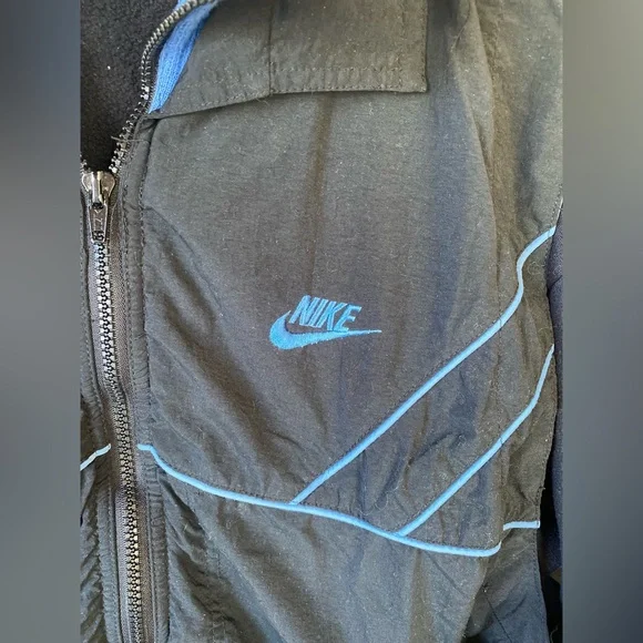 Nike Men's Black Blue Dual Layer Windbreaker Sweater Vest Jacket Vintage Medium - Picture 4 of 5
